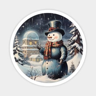 Cute Traditional Vintage Snowman Magnet